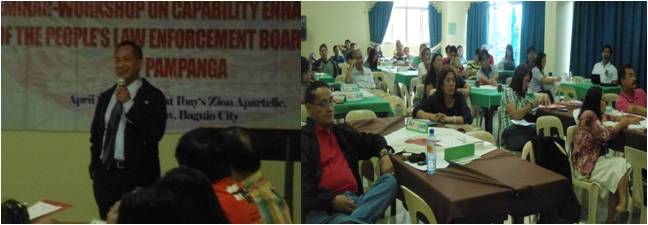 Napolocm 3 Regional Director Atty. Manuel L. Pontanal discussing PNP Administrative Disciplinary System and the Laws Governing the PNP Administrative Disciplinary System to all the participants